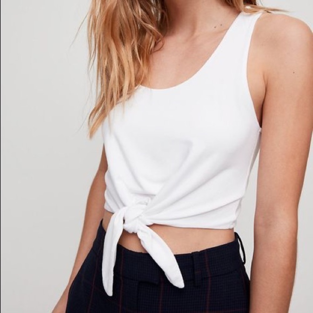 GRAY Babaton Aritzia Jeronimo Crop Top Tie Tank